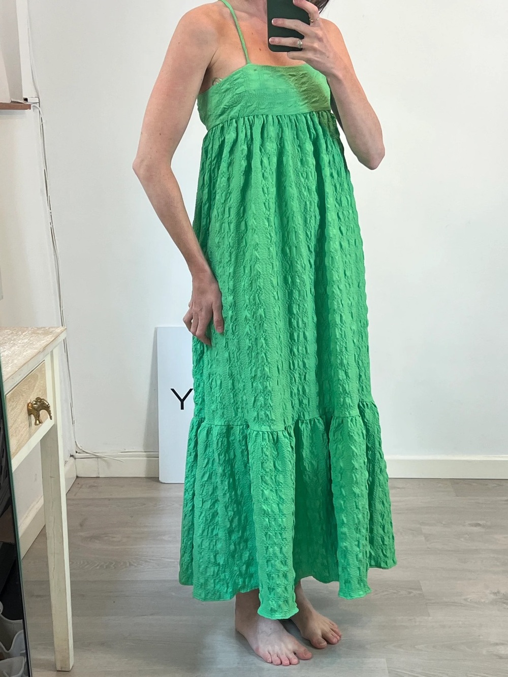 ZARA green textured maxi dress